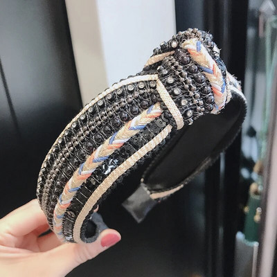 Luksusa auduma mezglu galvas lentes sievietēm Meiteņu galvas lentes Modes matu lentes sieviešu mazgāšanai seja Matu lentes stīpas matu aksesuāri