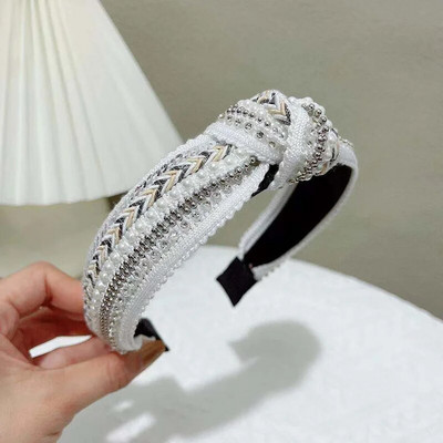 Luksusa auduma mezglu galvas lentes sievietēm Meiteņu galvas lentes Modes matu lentes sieviešu mazgāšanai seja Matu lentes stīpas matu aksesuāri