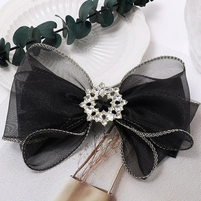 Spīdīgs pilns Rhinestone lociņš matu sprādzei meitenēm Modes dubultā tīkla bantītes matu sprādzes stieņi Sieviešu sānu sprādziena sprādzes matu aksesuāri