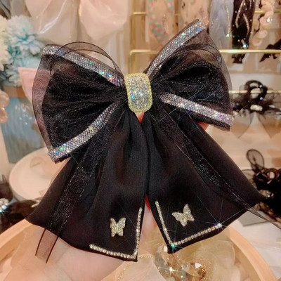 Νέο υφασμάτινο κρύσταλλο φουρκέτα πεταλούδα με φιόγκο κλιπ μαλλιών για γυναίκες Μόδα κεφαλής γάμου Κορεάτικα αξεσουάρ μαλλιών