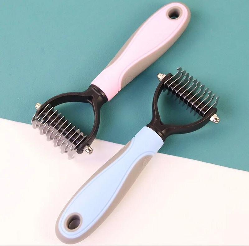 Mājdzīvnieku ķemme divpusēja nerūsējošā tērauda mezglota ķemme tīrīšana, skaistumkopšanas līdzeklis peldošo matu noņemšanai, īpaši kaķu ķemmes piederumi mājdzīvniekiem