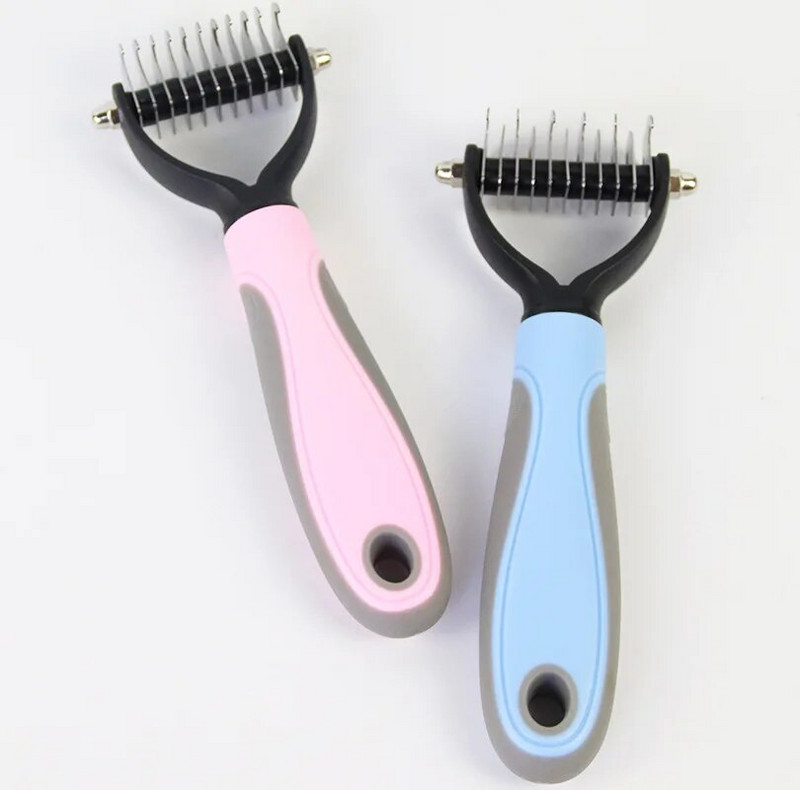 Mājdzīvnieku ķemme divpusēja nerūsējošā tērauda mezglota ķemme tīrīšana, skaistumkopšanas līdzeklis peldošo matu noņemšanai, īpaši kaķu ķemmes piederumi mājdzīvniekiem