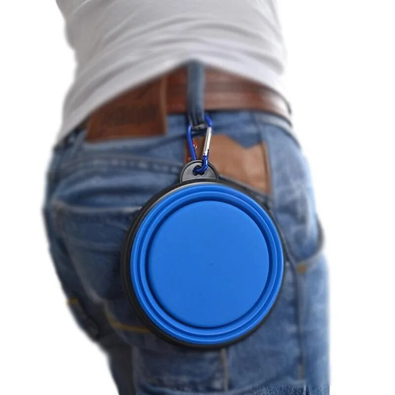 Πτυσσόμενο μπολ σκύλου Πτυσσόμενο μπολ σιλικόνης Μπολ για ταξίδια κατοικίδιων ζώων Φαγητό νερό τροφοδοσίας χωρίς BPA Πτυσσόμενο πιάτο με καραμπίνερ