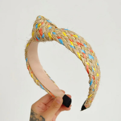 Traka za glavu od slamnatog užeta od vune s čvorovima Traka za kosu Traka za glavu Jednobojni dodaci za kosu