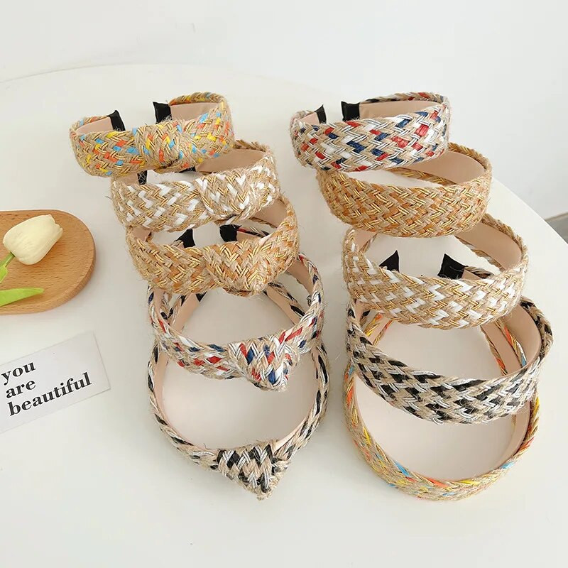 Traka za glavu od slamnatog užeta od vune s čvorovima Traka za kosu Traka za glavu Jednobojni dodaci za kosu