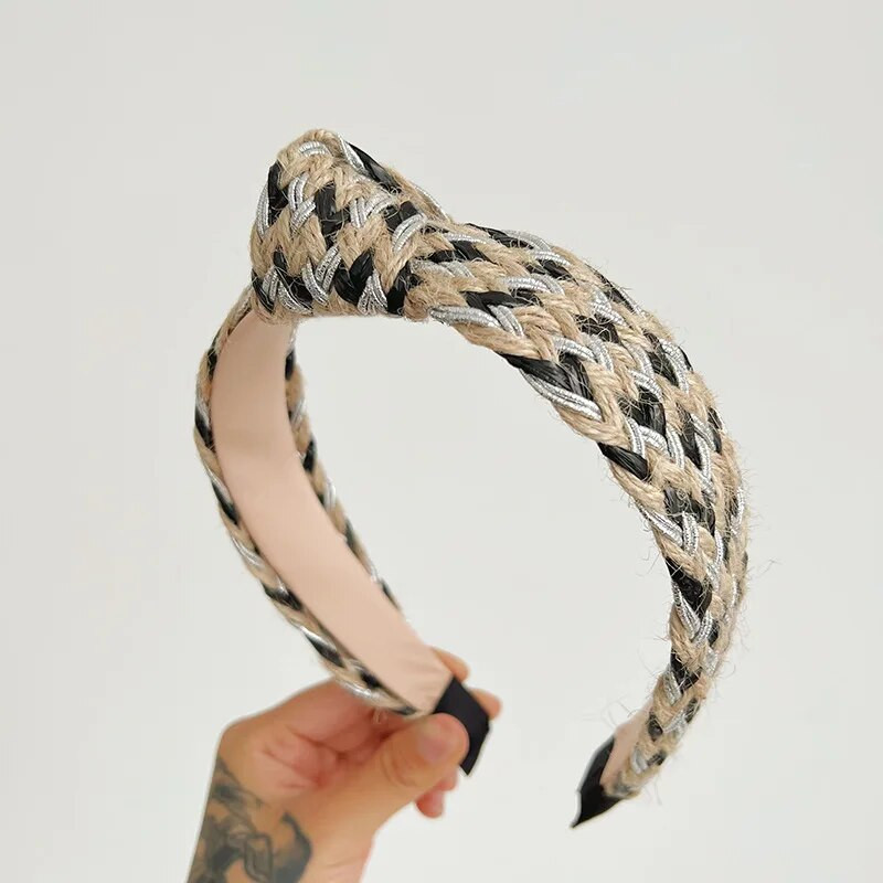 Traka za glavu od slamnatog užeta od vune s čvorovima Traka za kosu Traka za glavu Jednobojni dodaci za kosu