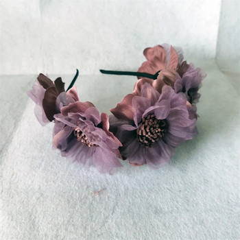 Νέα μονόχρωμη προσομοίωση γιρλάντα νυφικό δικτυωτό κεφαλόδεσμο κοριτσιών κατσαρό λουλούδι λουλούδι κορδέλα απόδοσης αξεσουάρ μαλλιών