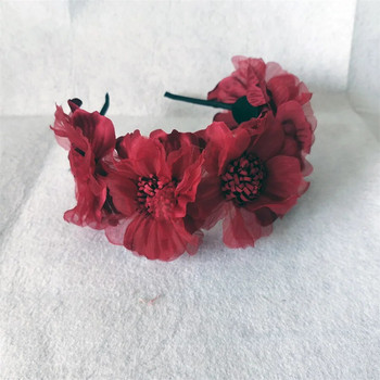 Νέα μονόχρωμη προσομοίωση γιρλάντα νυφικό δικτυωτό κεφαλόδεσμο κοριτσιών κατσαρό λουλούδι λουλούδι κορδέλα απόδοσης αξεσουάρ μαλλιών