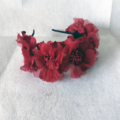 Νέα μονόχρωμη προσομοίωση γιρλάντα νυφικό δικτυωτό κεφαλόδεσμο κοριτσιών κατσαρό λουλούδι λουλούδι κορδέλα απόδοσης αξεσουάρ μαλλιών