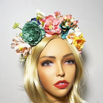 Нова модна личност Boho Flower Crowns лента за глава за жени изкуствена флорална лента за коса сватбена художествена фотография аксесоари за коса