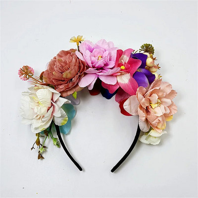 Jauna modes personība Boho Flower Crowns galvas saite sievietēm Mākslīgo ziedu matu lente Kāzu mākslas fotogrāfija matu aksesuāri