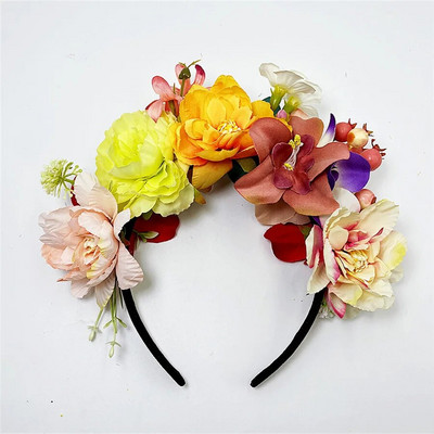 Jauna modes personība Boho Flower Crowns galvas saite sievietēm Mākslīgo ziedu matu lente Kāzu mākslas fotogrāfija matu aksesuāri
