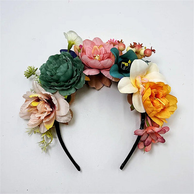 Jauna modes personība Boho Flower Crowns galvas saite sievietēm Mākslīgo ziedu matu lente Kāzu mākslas fotogrāfija matu aksesuāri