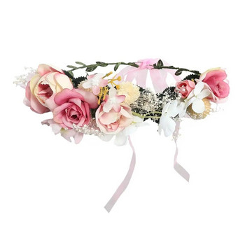 Haimekang сватбена флорална корона лента за глава за жени моден флорален венец цветна лента за глава шаферка гирлянд аксесоари за коса