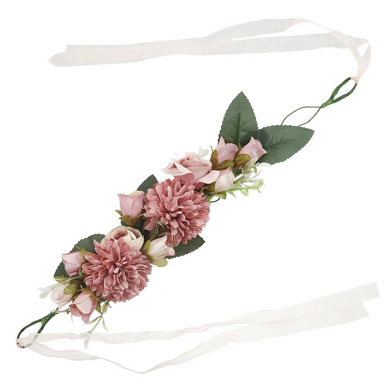 Haimekanga kāzu ziedu kroņa galvas lente sievietēm Modes ziedu vainagu ziedu galvas saite Līgavas māsas vītnes matu aksesuāri