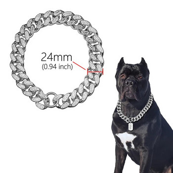 ABS Plastics Αλυσίδα γιακά σκύλου Diamond Inlay Sparkle Bulldog Κολιέ Κολάρες γάτας Αξεσουάρ για κατοικίδια Μικρά μεσαία μεγάλα σκυλιά Χρυσό