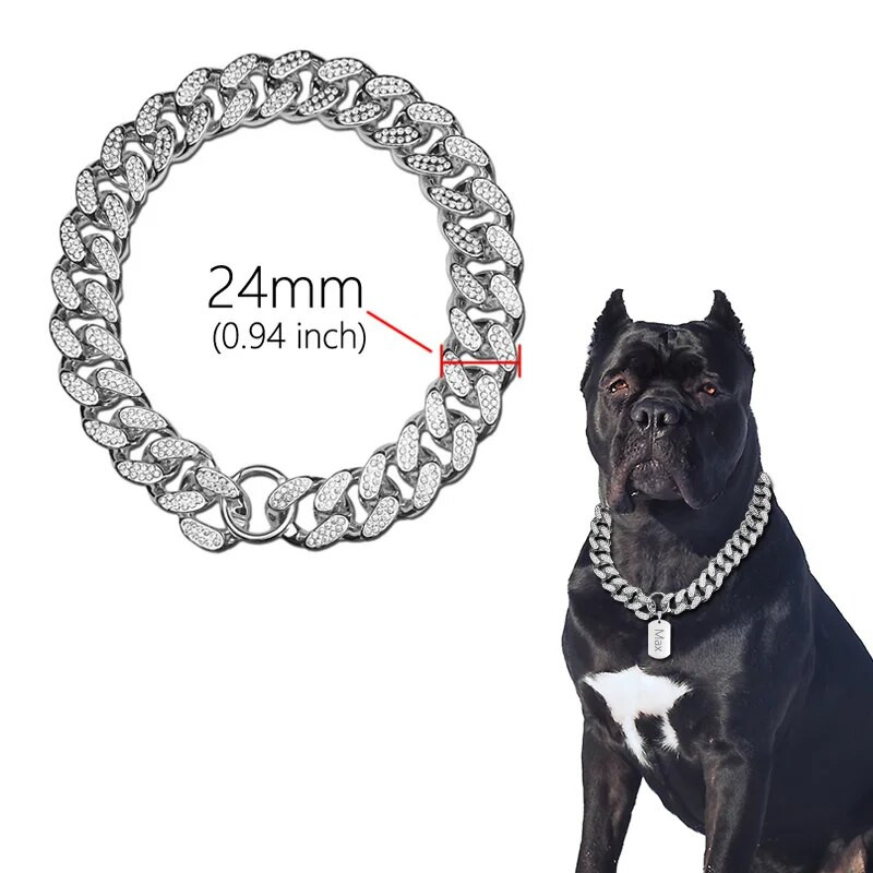 ABS plastist koerte kaelarihma kett Teemant Inlay Sparkle Bulldog Kaelakee Kasside kaelarihmad Lemmikloomatarvikud Väikesed Keskmised Suured Koerad Kuldsed