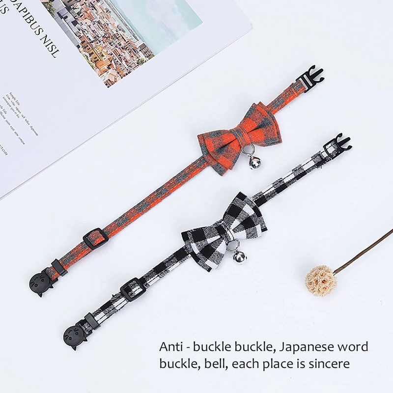 Παπιγιόν Pet Cat Dog Χειμερινά προμήθειες για κατοικίδια με αξεσουάρ Bell Dog Μικρό κολάρο παπιγιόν για σκύλο Ζώνες περιποίησης σε καρό στυλ