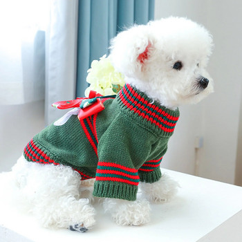 Πουλόβερ για κατοικίδια Υπέροχα χριστουγεννιάτικα πουλόβερ για σκύλους πουλόβερ με φιόγκο Πλεκτό πουλόβερ Ρούχα για σκύλους Ζεστά ρούχα για κατοικίδια για μικρά μεσαία σκυλιά