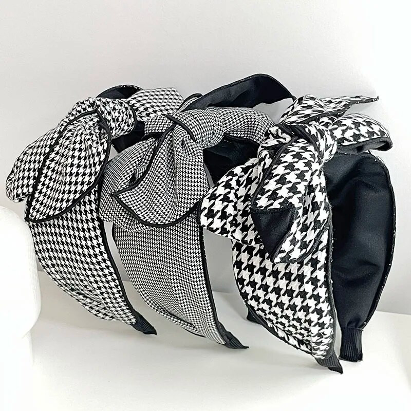 Houndstooth Big Bow Hairbands Headbands Στολίδι Αξεσουάρ για γυναίκες Αξεσουάρ μαλλιών Χονδρική