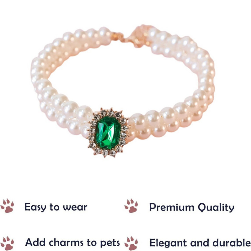 Pērļu kaklasiksnas kaklarotas Luksusa Bling Rhinestones Kāzu apkakles Kristāla rotaslietas suņiem Kaķu apģērbi Kostīmi Mājdzīvnieku aksesuāri