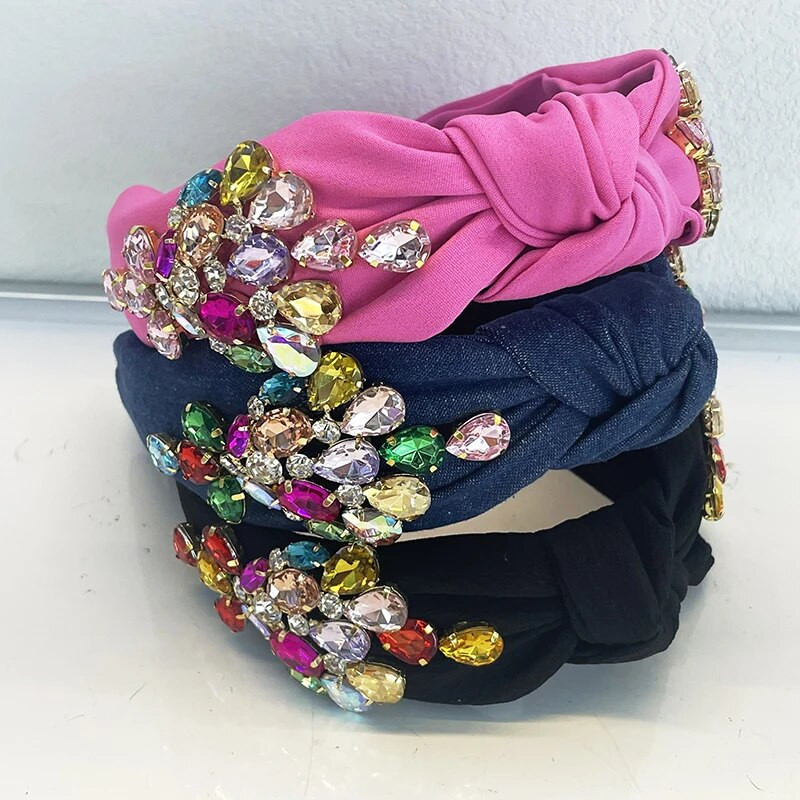 Γυναικείες κορίτσια Πολύχρωμοι κόμποι με στρας Κόμπος κεφαλόδεσμος Αξεσουάρ μαλλιών για ενήλικες Hair Jewley
