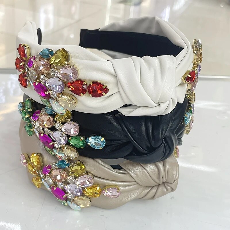 Γυναικείες κορίτσια Πολύχρωμοι κόμποι με στρας Κόμπος κεφαλόδεσμος Αξεσουάρ μαλλιών για ενήλικες Hair Jewley