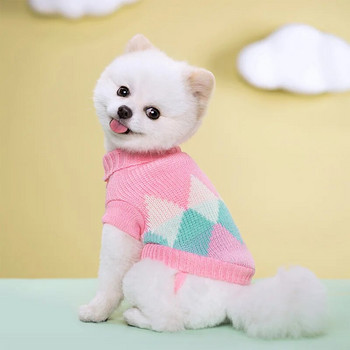 Плетен пуловер за малки кучета Пуловер със сърце за кучета Чихуахуа Шнауцер Топли дрехи за кучета Зима за малко кученце Котка Домашни любимци Стоки за домашни любимци
