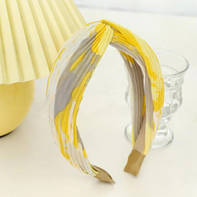 PROLY Nova modna ženska pokrivala za glavu Nabrana traka za kosu od tkanine za kravatu Svježa ljetna jesenska traka za glavu Dodaci za kosu za odrasle