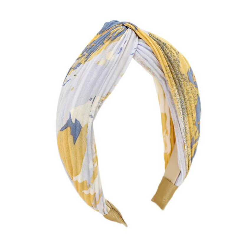 PROLY Nova modna ženska pokrivala za glavu Nabrana traka za kosu od tkanine za kravatu Svježa ljetna jesenska traka za glavu Dodaci za kosu za odrasle