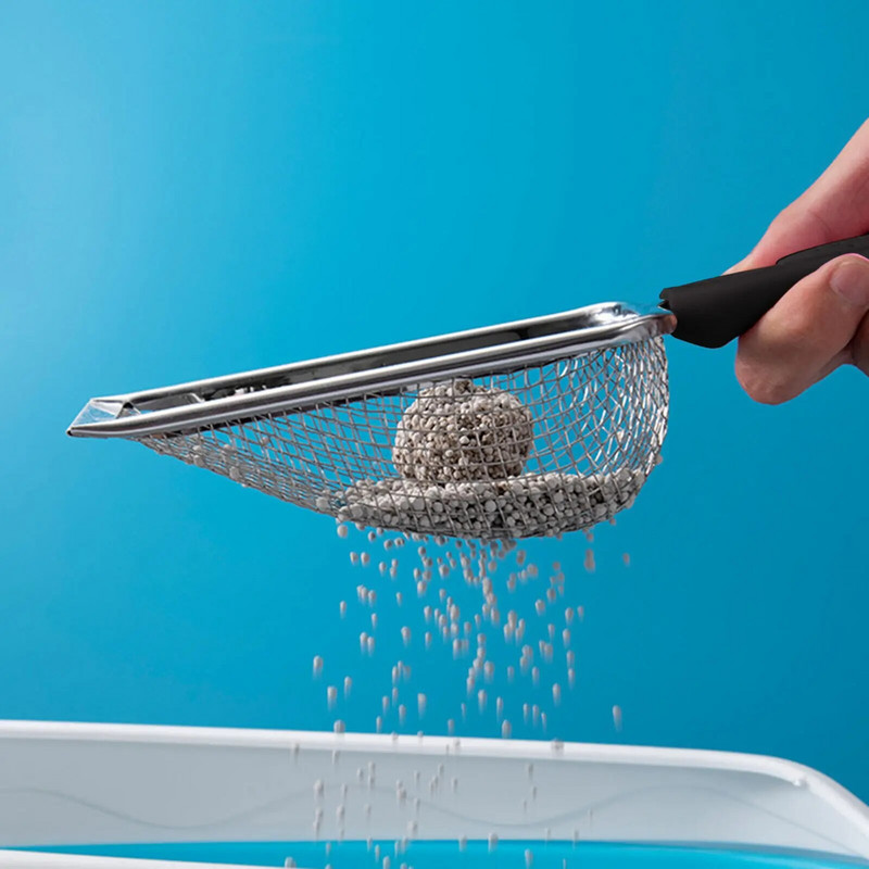 Kaķu pakaišu lāpsta Kaķu izkārnījumu filtra tīrīšanas rīki Kaķu pakaišu plastmasas metāla paplātes kausiņi ar neslīdošu rokturi 1 gab. Mājdzīvnieku piederumi