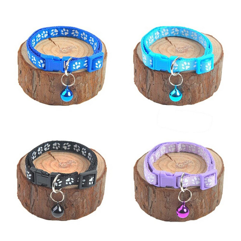 1 tk värviline lemmikloomamustriline väike koera- ja kassi kaelarihm koos kellukesega reguleeritavate kikilipsudega Koerte kikilipsud DIY Band jalajäljega lemmiklooma kaelarihm