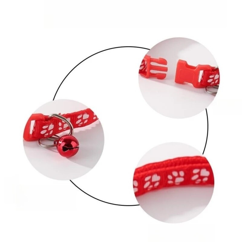 1 tk värviline lemmikloomamustriline väike koera- ja kassi kaelarihm koos kellukesega reguleeritavate kikilipsudega Koerte kikilipsud DIY Band jalajäljega lemmiklooma kaelarihm