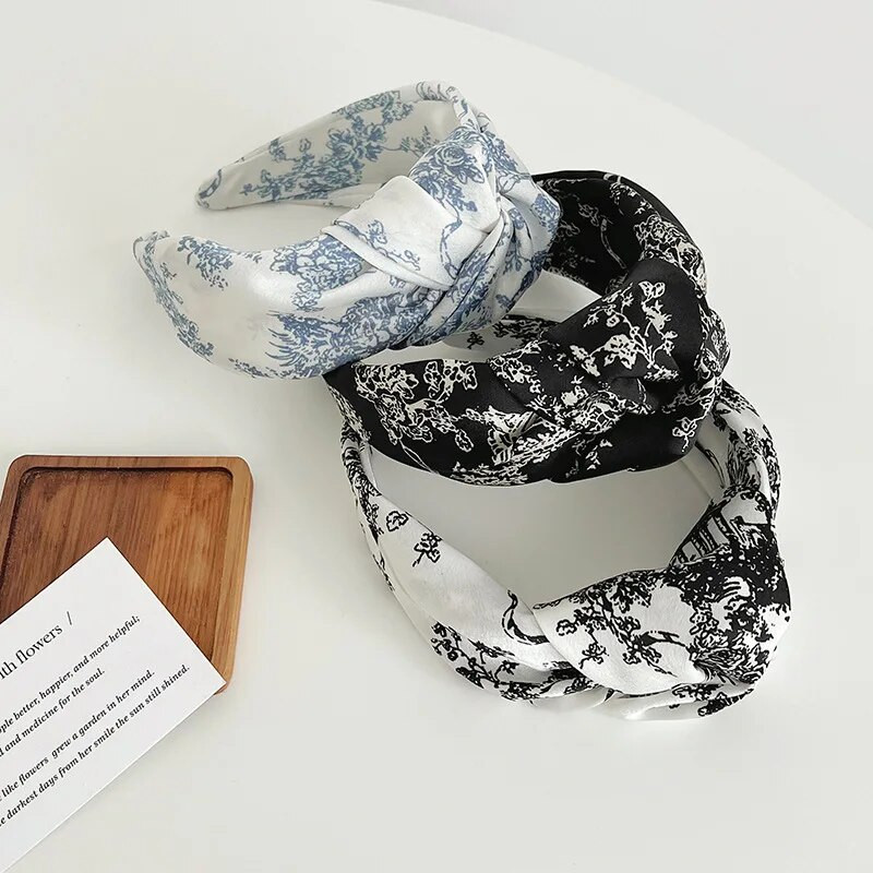 Bohemian Bohemian Flower Zīds Satīns Big Knot Matu lentes Galvas lentes Ornamentu aksesuāri Matu aksesuāri Vairumtirdzniecība