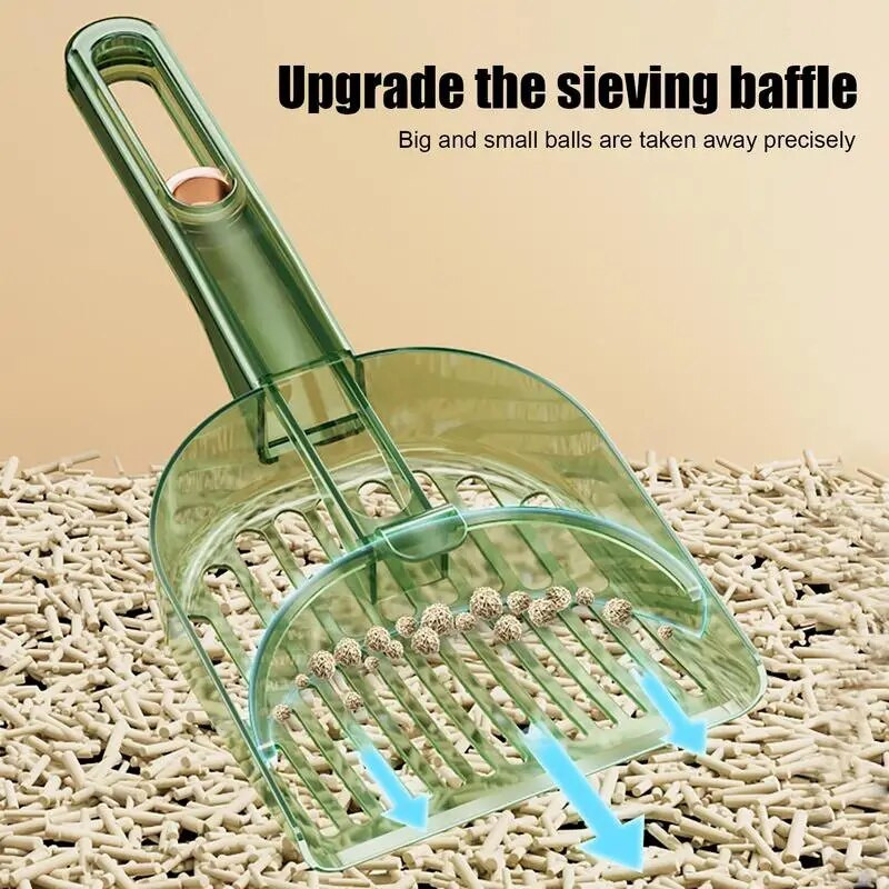 Kaķu pakaišu kastes lāpstiņa Ergonomisks rokturis Kaķu sijāšanas kaķis 6,5 grādu slīpums Mājsaimniecības sijātājs kaķu pakaišu sijāšanai