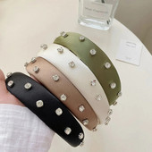 Satenski kamenčići Široka bočna spužvasta traka za glavu Modni dodaci za kosu za žene Trend Jednostavna traka za kosu Traka za kosu Pokrivala za djevojke Novo