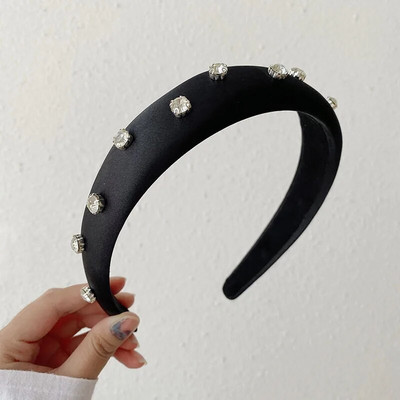 Satenski kamenčići Široka bočna spužvasta traka za glavu Modni dodaci za kosu za žene Trend Jednostavna traka za kosu Traka za kosu Pokrivala za djevojke Novo