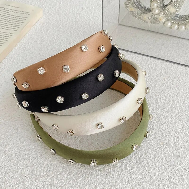 Satenski kamenčići Široka bočna spužvasta traka za glavu Modni dodaci za kosu za žene Trend Jednostavna traka za kosu Traka za kosu Pokrivala za djevojke Novo