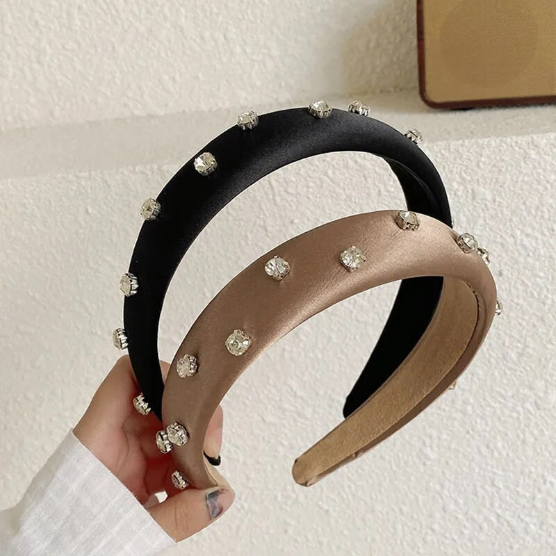 Satenski kamenčići Široka bočna spužvasta traka za glavu Modni dodaci za kosu za žene Trend Jednostavna traka za kosu Traka za kosu Pokrivala za djevojke Novo