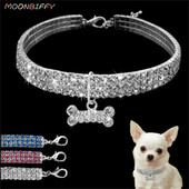 Suņu kaklasiksna Rhinestone Jewelry Chihuahua Crystal Juvelierizstrādājumi Regulējams iegravēts teksts Suņa kakla siksna
