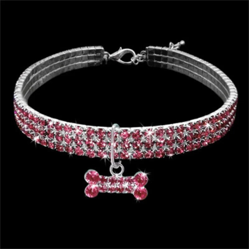 Suņu kaklasiksna Rhinestone Jewelry Chihuahua Crystal Juvelierizstrādājumi Regulējams iegravēts teksts Suņa kakla siksna