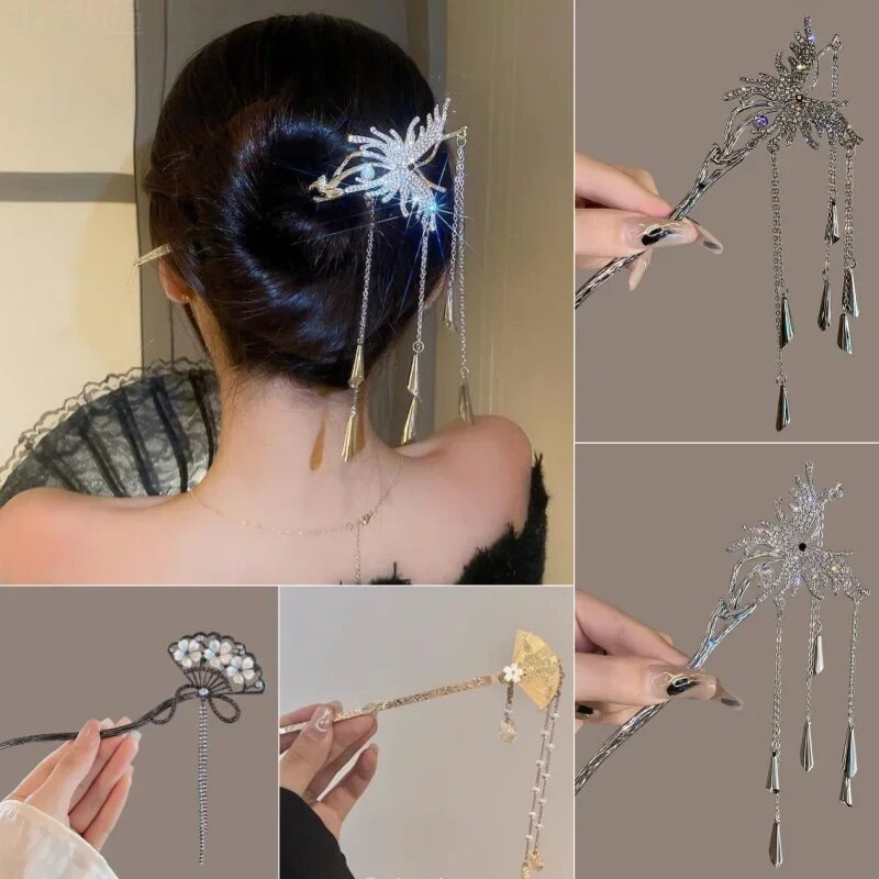 Κομψές πολυτελείς κινέζικες καρφίτσες μαλλιών για γυναίκες Βεντάλια πεταλούδα Χειροποίητες φουρκέτες Στολίδια μαλλιών Αξεσουάρ Κοσμήματα μαλλιών