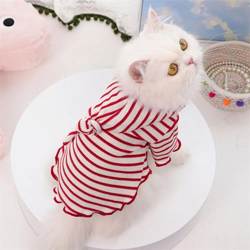 Odjeća za kućne ljubimce Pulover za kućne ljubimce Modna prugasta odjeća za kućne ljubimce s kapuljačom za jesen zimu Slatki kaput za pse i mačke Teddy Bichon Oprema za dvoje