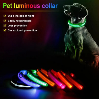 Állítható LED-es kutyanyakörv Ragyogó, éjszakai biztonságot nyújtó kisállat fényes nyakörv villogó nyaklánc kis közepes méretű kutyáknak macska