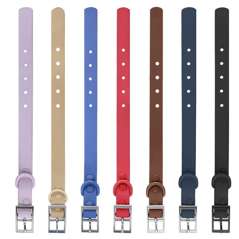 Sarkanas suņu kakla siksnas, vieglas, personalizētas, universālas ūdensizturīgas ar cinka sakausējuma sprādzi PVC vidēji mazām suņu kakla siksnām kaķiem