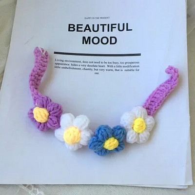 Ziedu mala Trikotāžas apkakles siksna kaķim ar priekšautiņu kucēnu kakla siksna Kaķim īsa suņa kaklasiksna Vilna ziedu priekšautiņš Pitbull mājdzīvnieki Aksesuāri mājdzīvnieku piederumi