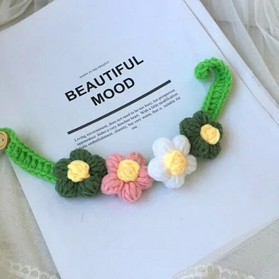 Ziedu mala Trikotāžas apkakles siksna kaķim ar priekšautiņu kucēnu kakla siksna Kaķim īsa suņa kaklasiksna Vilna ziedu priekšautiņš Pitbull mājdzīvnieki Aksesuāri mājdzīvnieku piederumi