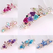 Modes kristāla matu sprādzes sievietēm Sequin Rose Flower Matu bantes ar klipšiem Rhinestone Hair Barrettes Matu aksesuāri