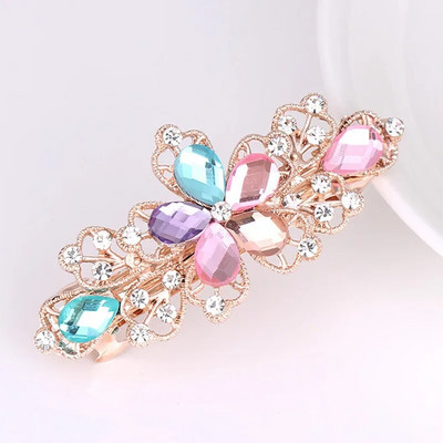 Modes kristāla matu sprādzes sievietēm Sequin Rose Flower Matu bantes ar klipšiem Rhinestone Hair Barrettes Matu aksesuāri