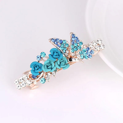 Modes kristāla matu sprādzes sievietēm Sequin Rose Flower Matu bantes ar klipšiem Rhinestone Hair Barrettes Matu aksesuāri